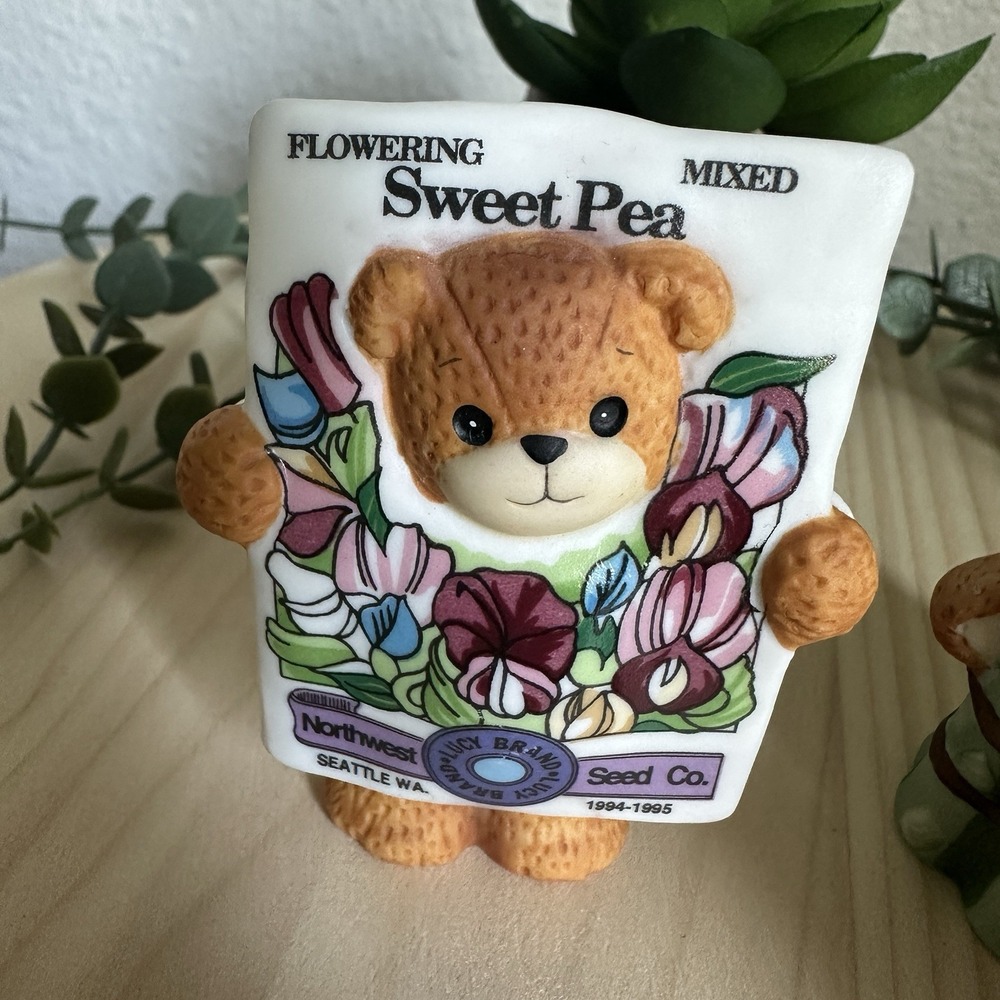 VTG Lucy and Me Bears Sweet Pea Asparagus Garden A Bear Doll Figurines Set Of 3 - Picture 3 of 15